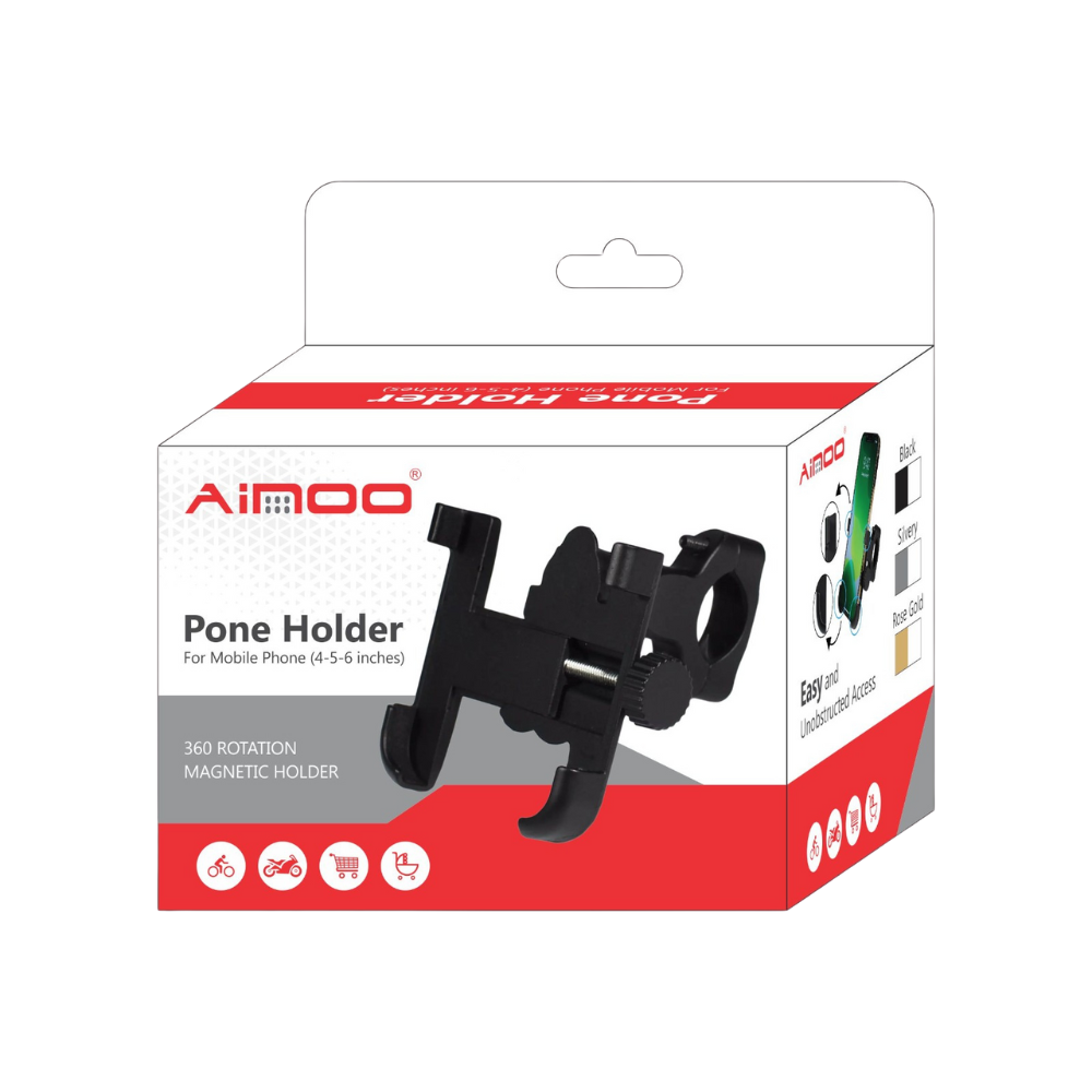 Ainoo Metal Phone Holder – 360° Rotating Universal Bike Mount